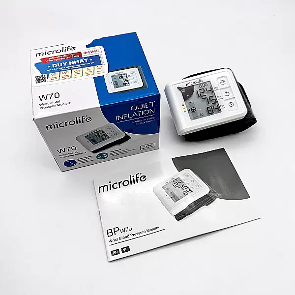 Máy đo huyết áp cổ tay Microlife W70 đo huyết áp và nhịp tim hoàn toàn tự động