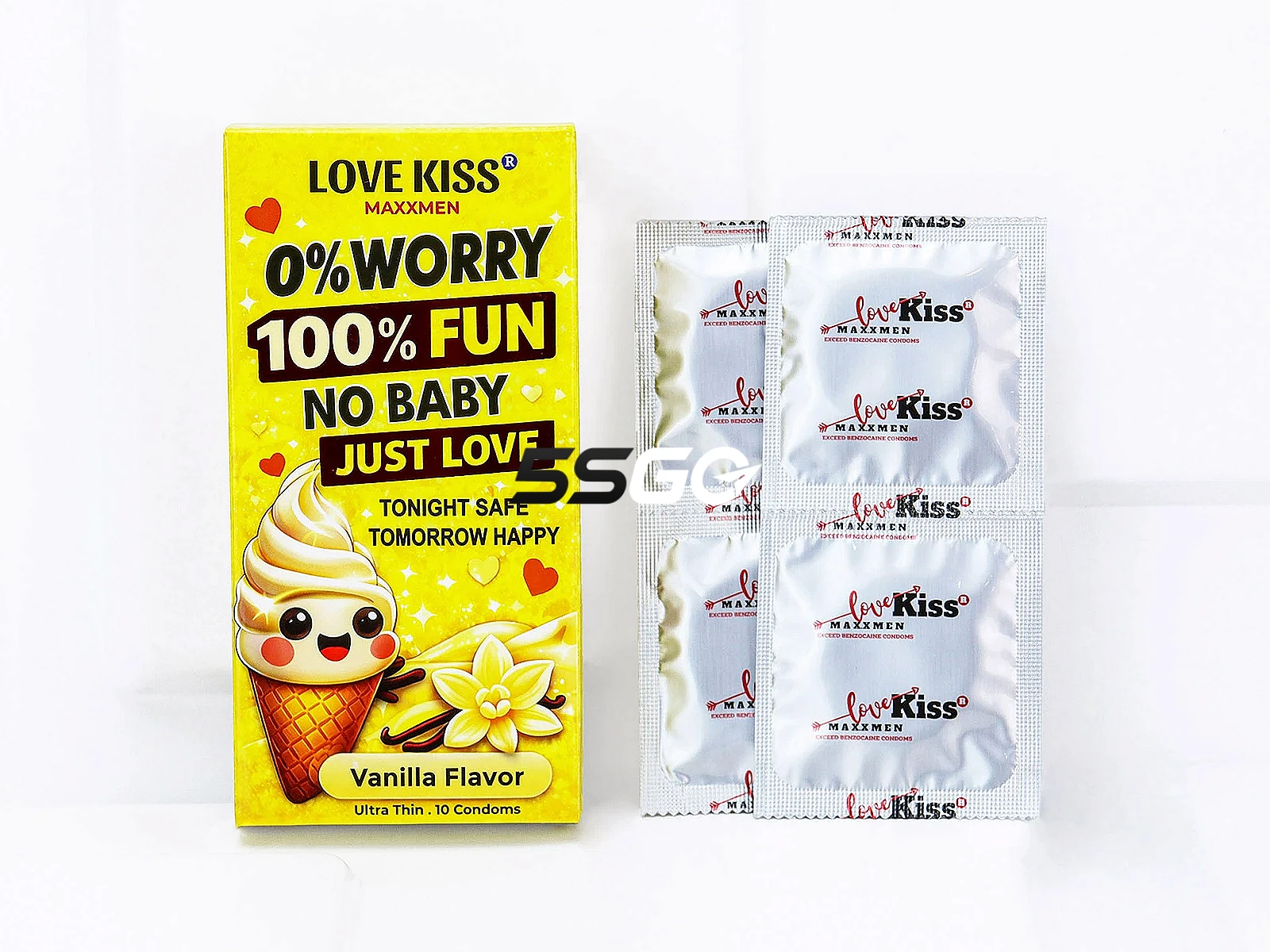 Bao cao su LOVE KISS Vanilla Flavor độ mỏng tự nhiên, hương vani quyến rũ và khả năng bảo vệ an toàn