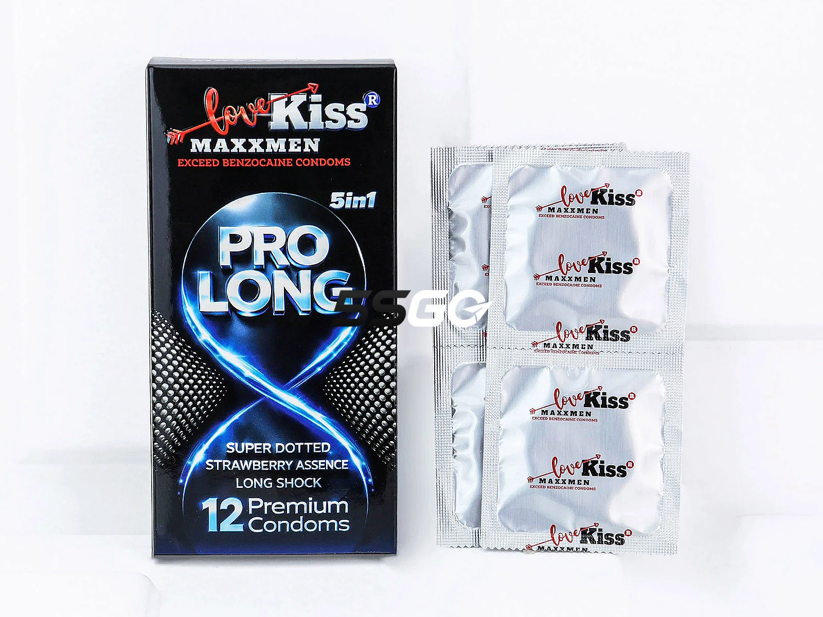 Bao cao su Love Kiss Maxxmen Pro Long 5in1 chấm nổi kích thích, hương dâu, hỗ trợ kéo dài thời gian
