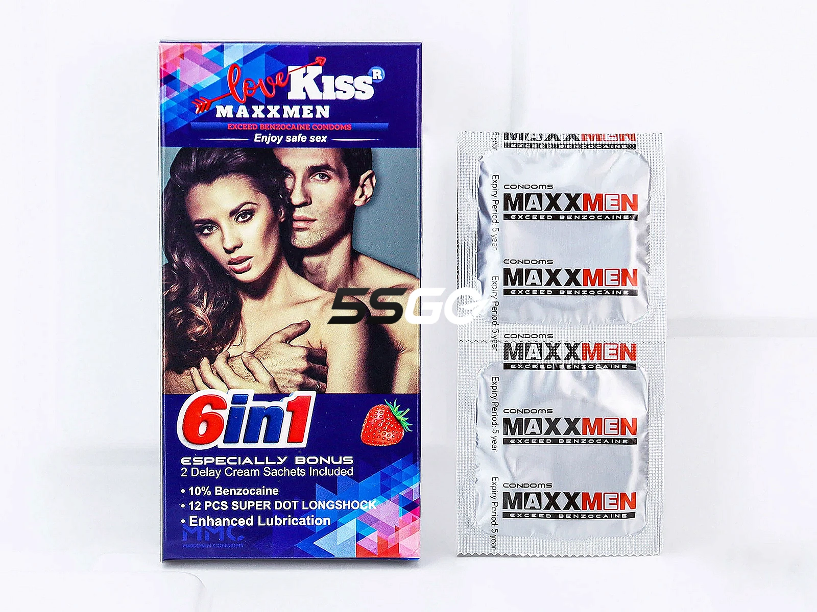 Bao Cao Su Love Kiss MaxxMen 6in1 hương dâu, gân gai giúp tăng khoái cảm, hỗ trợ kéo dài thời gian